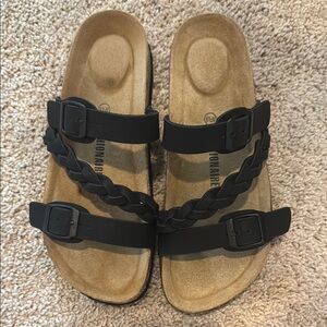 Black Braided Strap Sandals